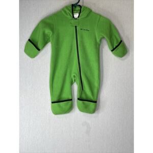 Columbia Baby One Piece Suit Fleece Size 12 Months Green Dinosaur Warm Cozy Snow